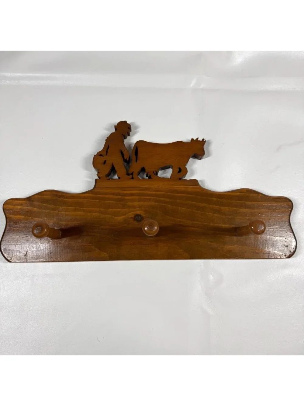 Vintage Coat Rack Wood Pegs Wall Hook Dairy Farmer Rustic Decor Farmhouse